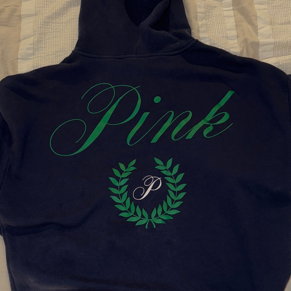 PINK Victoria's Secret Navy and Green Hoodie